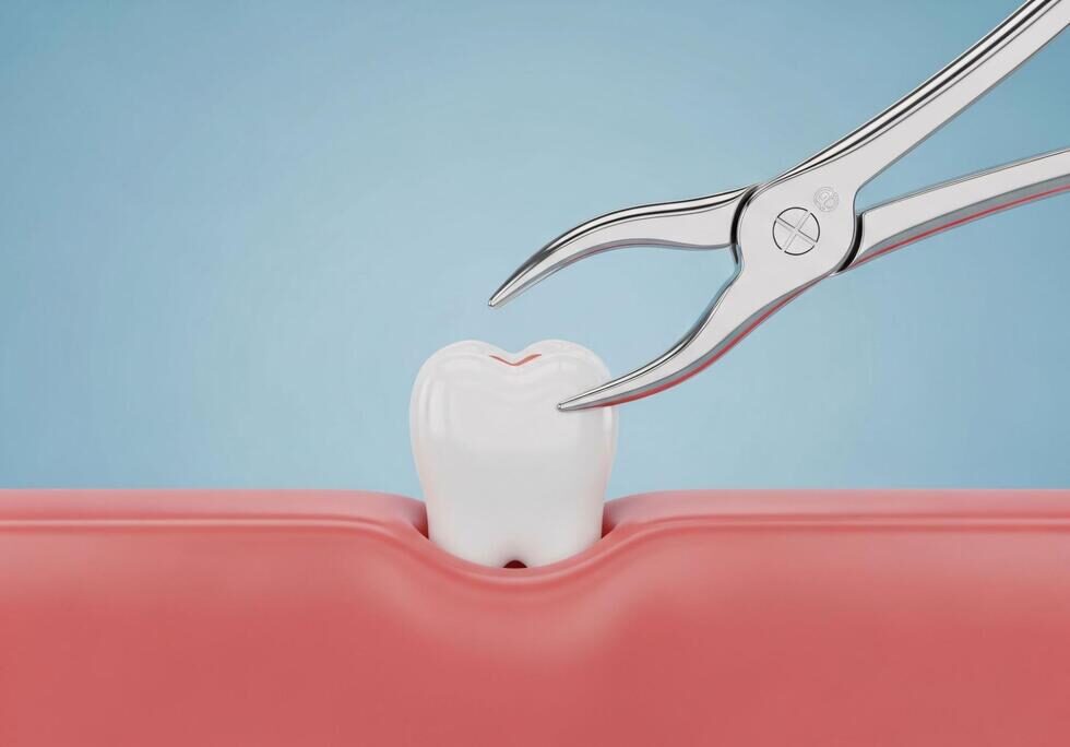 抜歯する様子を表した模型